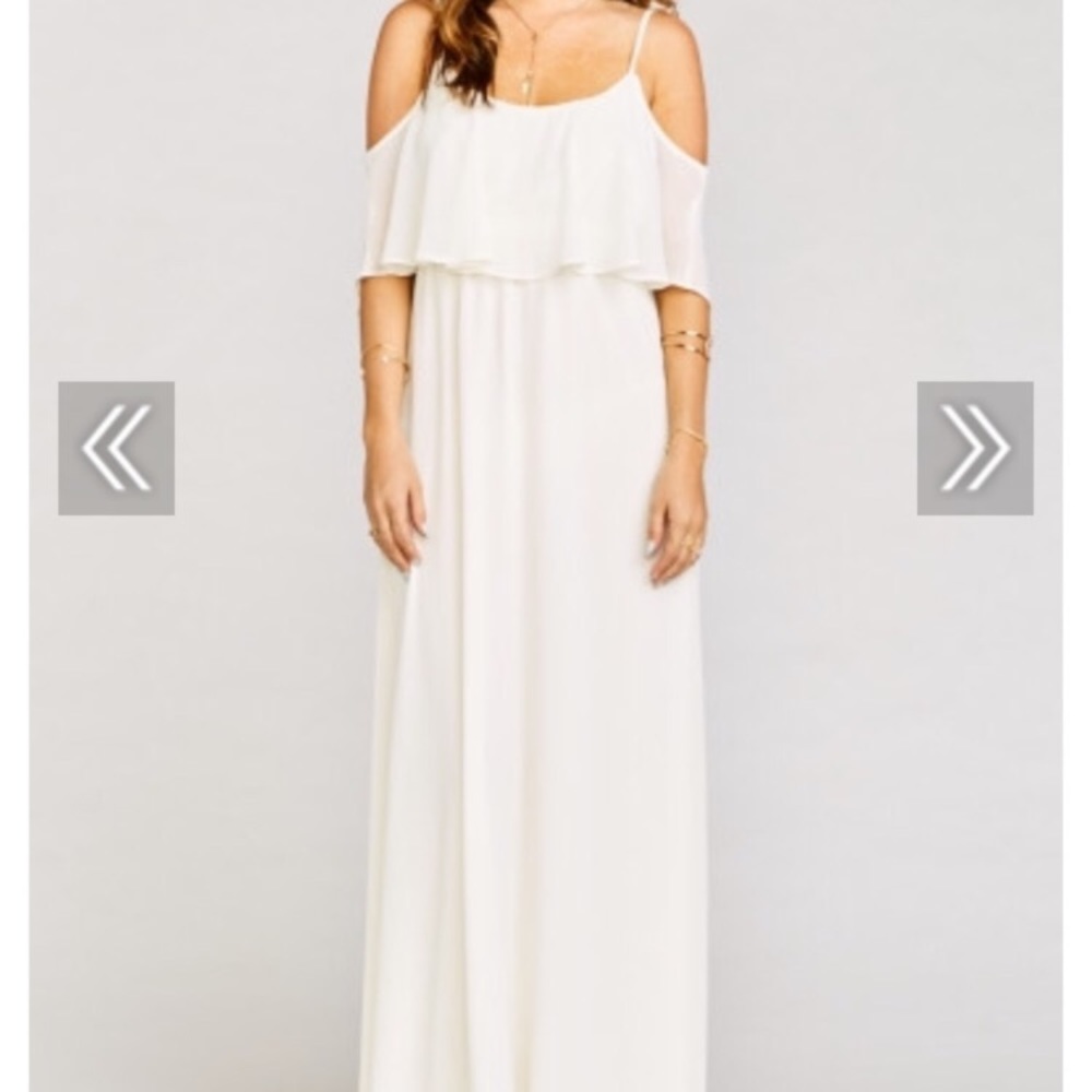 Caitlin Ruffle Maxi Dress in wedding cake chiffon